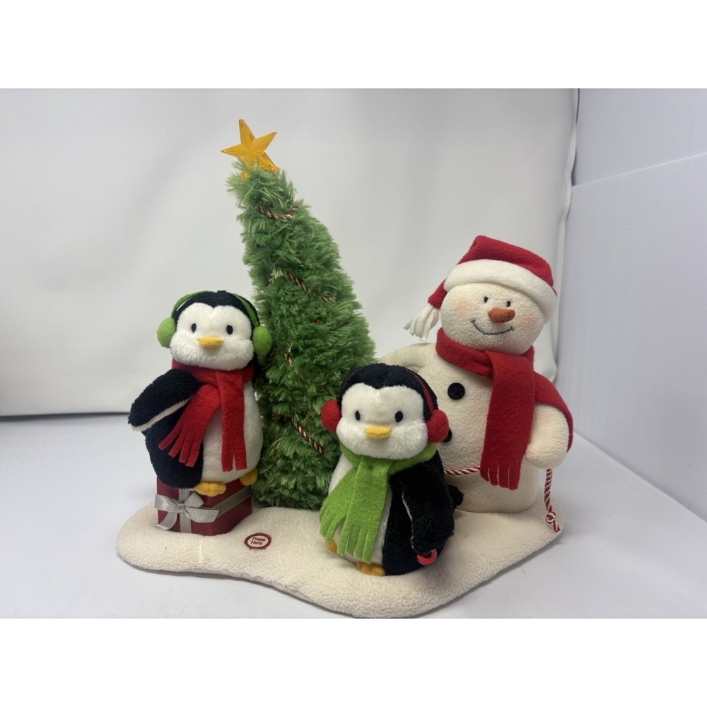 VTG Hallmark Very Merry Trio Animated Plush Snowman‎ Penguins Music Lighted READ